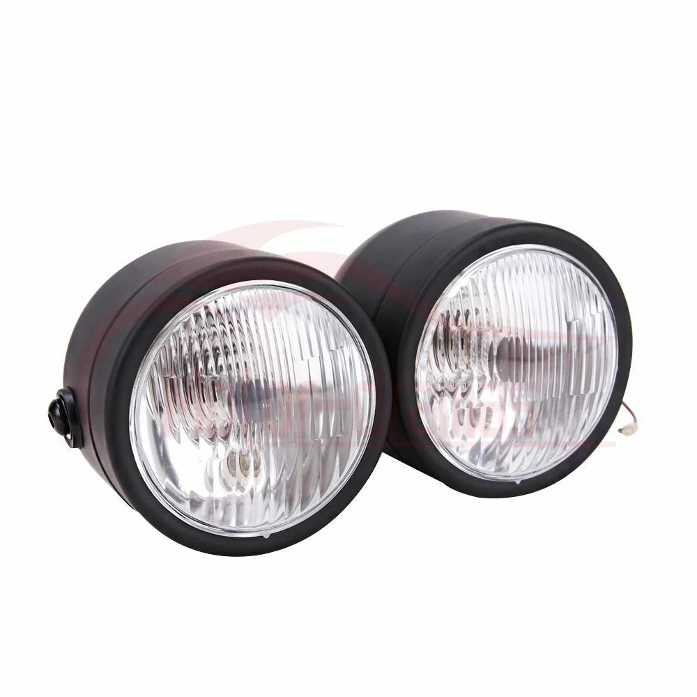 Twin Headlight Double Dual Lamps For Harley Softail Street Fighter Dirt Bike