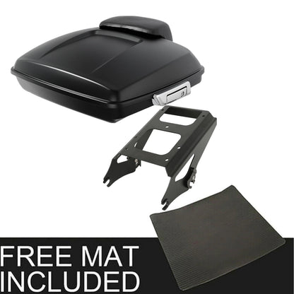 Matt Black Razor Trunk Backrest Two Up Mount Rack Fit For Harley Touring 2009-13