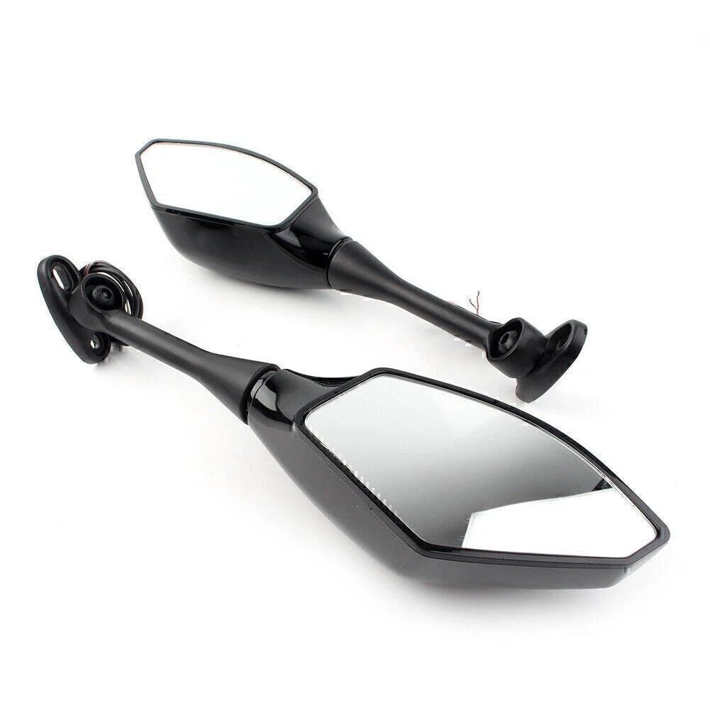 Pair Amber LED Turn Signal Rearview Side Mirror For Honda CBR600RR CBR1000RR