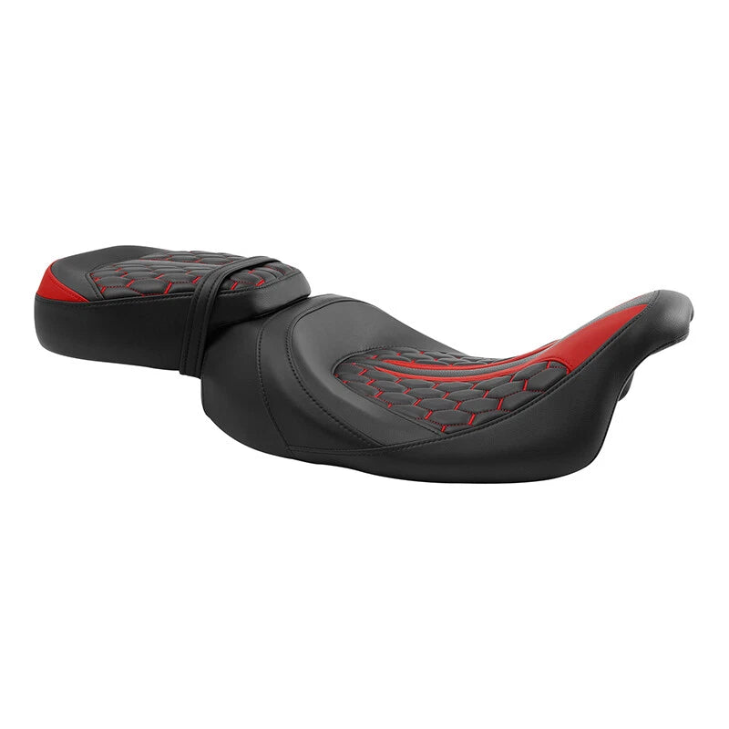 Rider Driver & Passenger Gel Seat Fit For Harley Road Glide King 09-23 Black Red