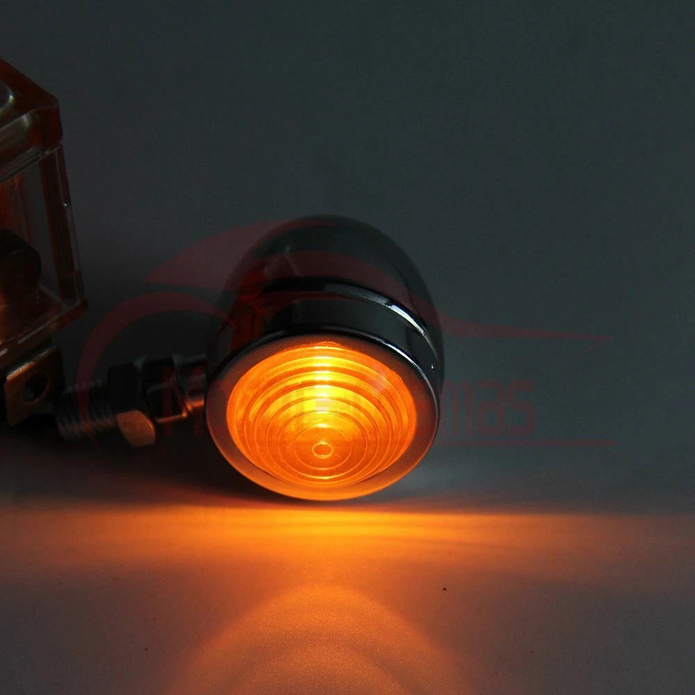 2x Chrome Motorcycle Turn Signals Bullet Blinker Indicator Light Amber Lamps 12V