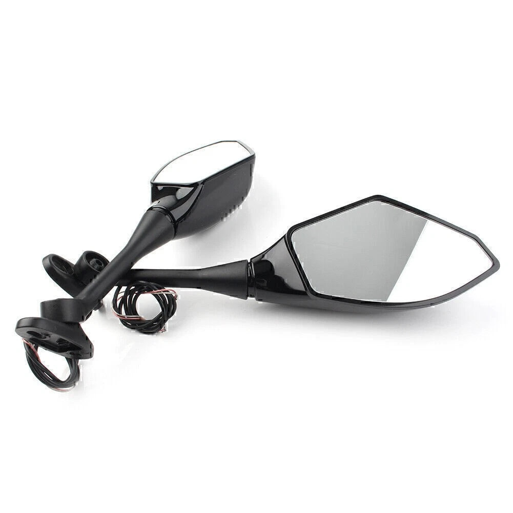 Pair Amber LED Turn Signal Rearview Side Mirror For Honda CBR600RR CBR1000RR