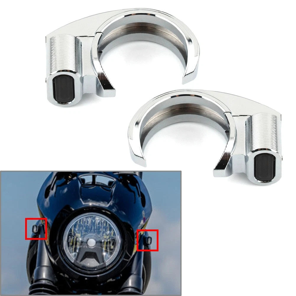 Front Turn Signal Light For Harley 39-41mm Front Fork Chrome Housing Smoke Lens