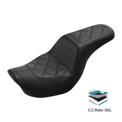 Two-Up Driver Passenger Gel Seat Fit For Harley Super Glide Custom FXDC 2006-17