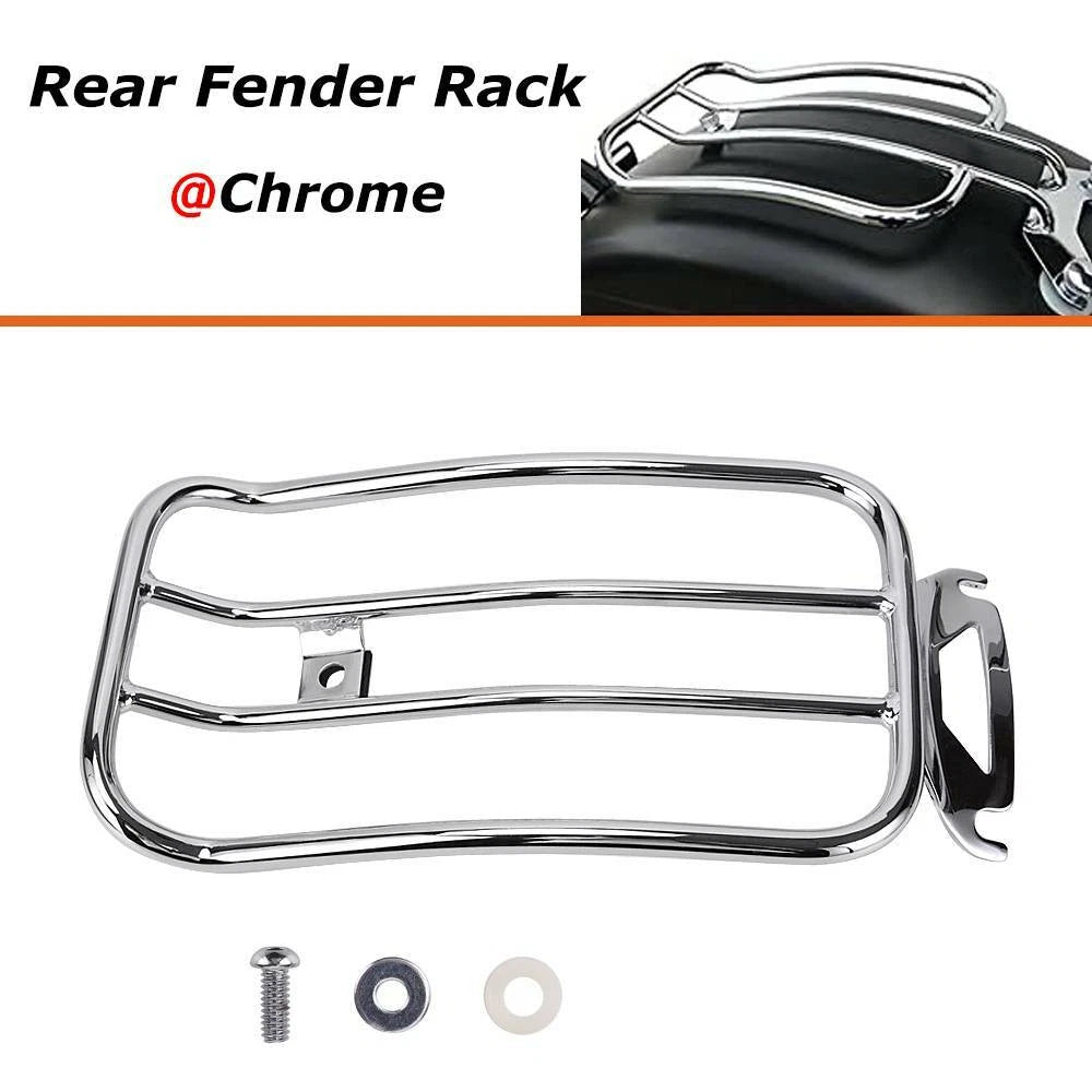 Chrome Solo Seat Luggage Rear Fender Rack For Harley Touring FLHT FLHR 1997-2015