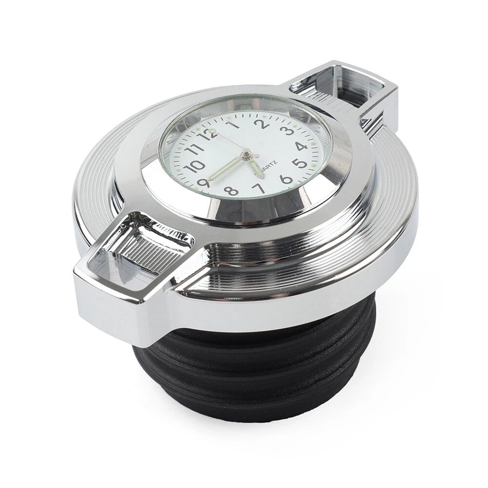 Fuel Gas Tank Oil Cap Cover W/Clock Chrome For Harley Sportster 883 Softail Dyna
