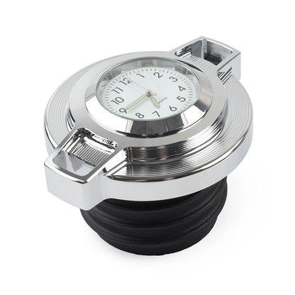 Fuel Gas Tank Oil Cap Cover W/Clock Chrome For Harley Sportster 883 Softail Dyna