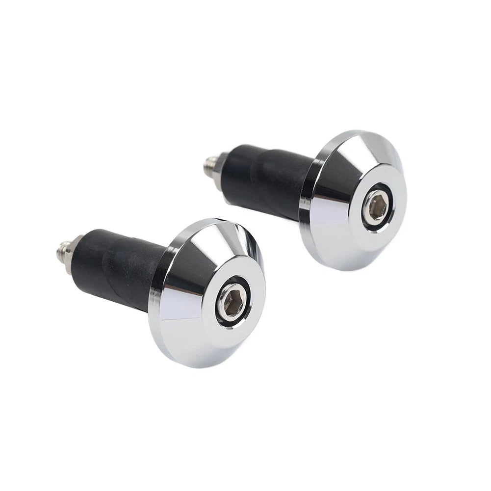 2pcs Chrome Motorcycle 7/8'' 1'' Handlebar Grips Handle Bar End Cap Silder Plug