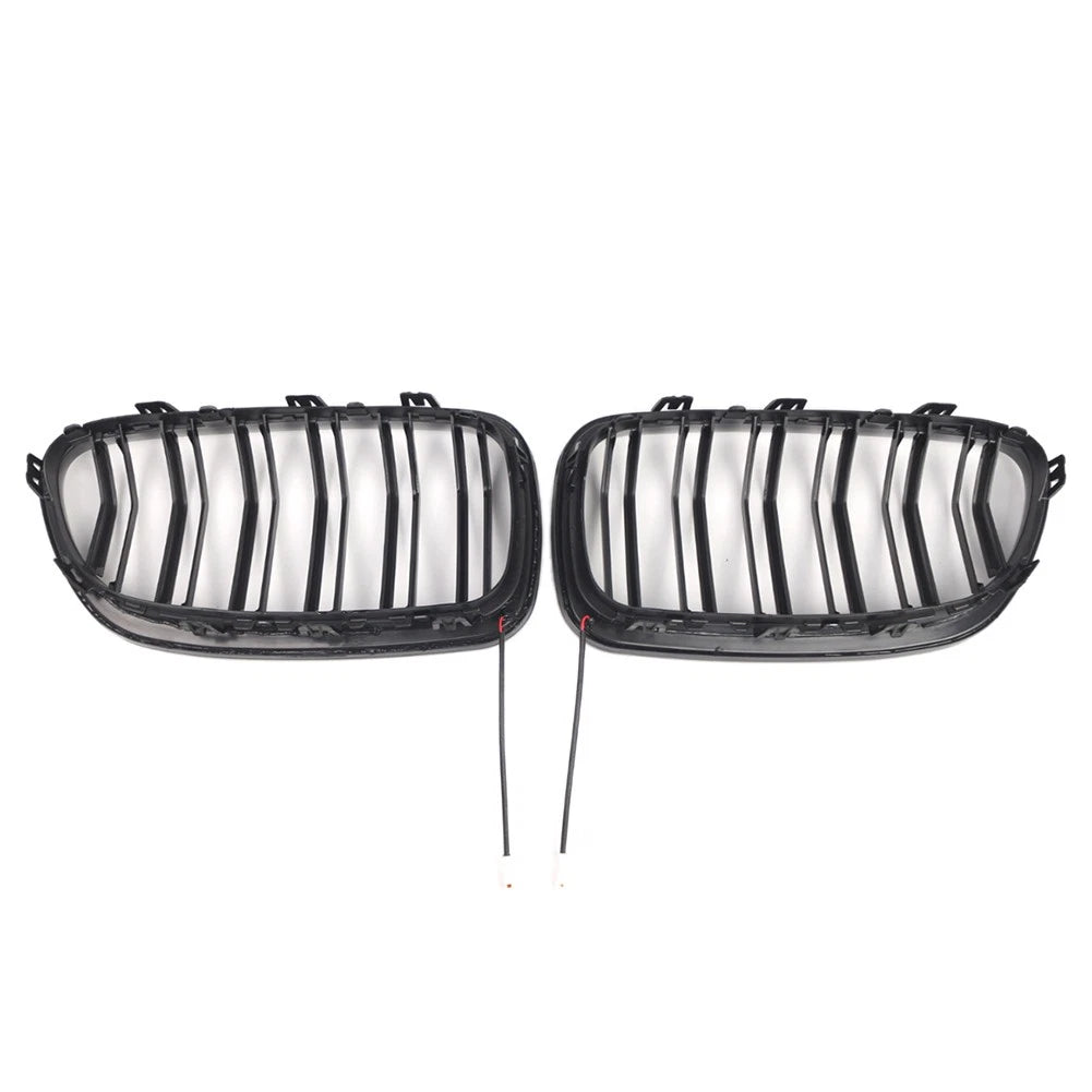 Glossy Black Front Kidney Grille W/ Light Strip For BMW 5 Series F10 F11 2010-16