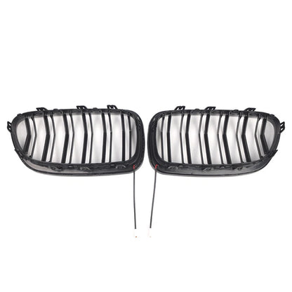 Glossy Black Front Kidney Grille W/ Light Strip For BMW 5 Series F10 F11 2010-16