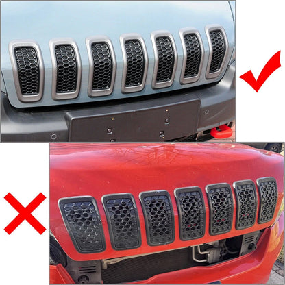 Honeycomb Front Grille Inserts Grill Cover Trim Chrome Fit Jeep Cherokee 2014-18