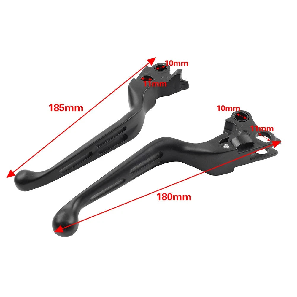 Brake Lever Set Slotted Clutch Levers Fit For Harley Davidson 1996-2017 Black