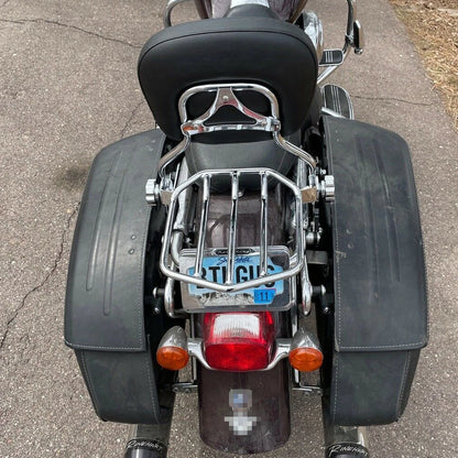 Detachable Backrest Sissy Bar Luggage Rack+Docking Kit For Harley Touring 97-08