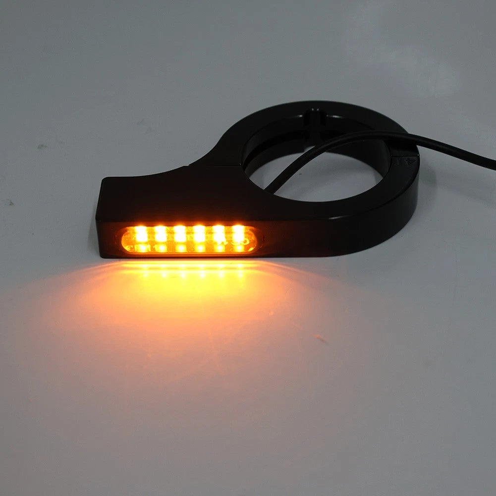 42-46MM LED Fork Turn Signal Light Indicator Amber For Harley touring Dyna Black