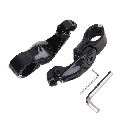 1-1/4" Black Highway Engine Guard Short Angled Foot Pegs Mount Clamp For Harley