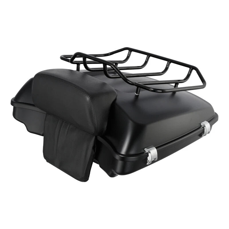 Matte Black Razor Trunk Backrest Pad Top Rack Fit Fit For Harley Touring 2014-Up