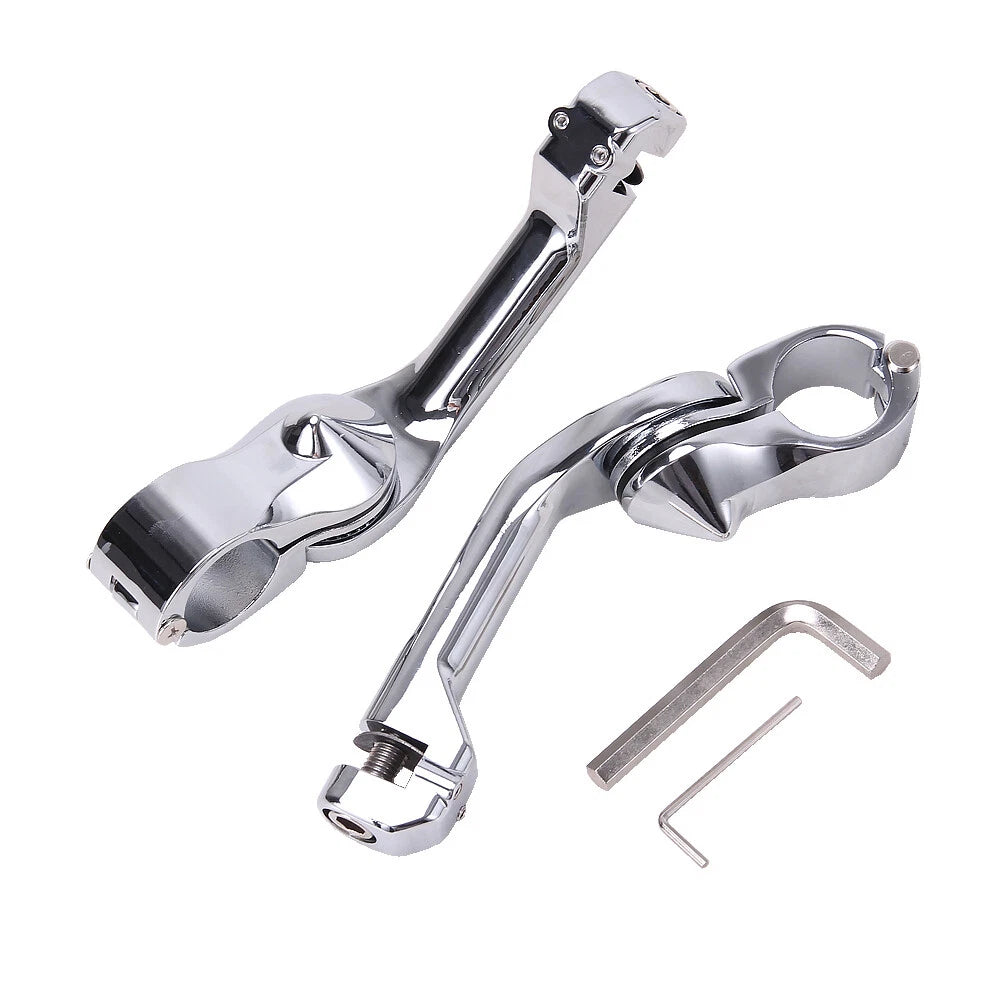 32mm Chrome Highway Long Angled Footpeg Pegs Mount Clamp For Harley Engine Guard