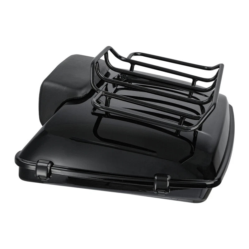 Black Razor Trunk Top Rail Backrest Pad Mount Rack Fit For Harley Touring 14-25