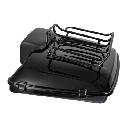 Black Razor Trunk Top Rail Backrest Pad Mount Rack Fit For Harley Touring 14-25