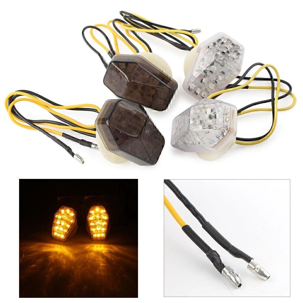 Amber LED Turn Signal Lights Clear Lens For Suzuki GSXR600 750 1000 SV650 1000