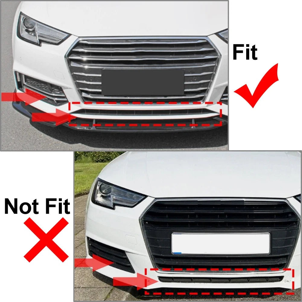 Carbon Look Front Bumper Splitter Spoiler Lip For Audi A4 B9 S4 Sedan 2017-2019
