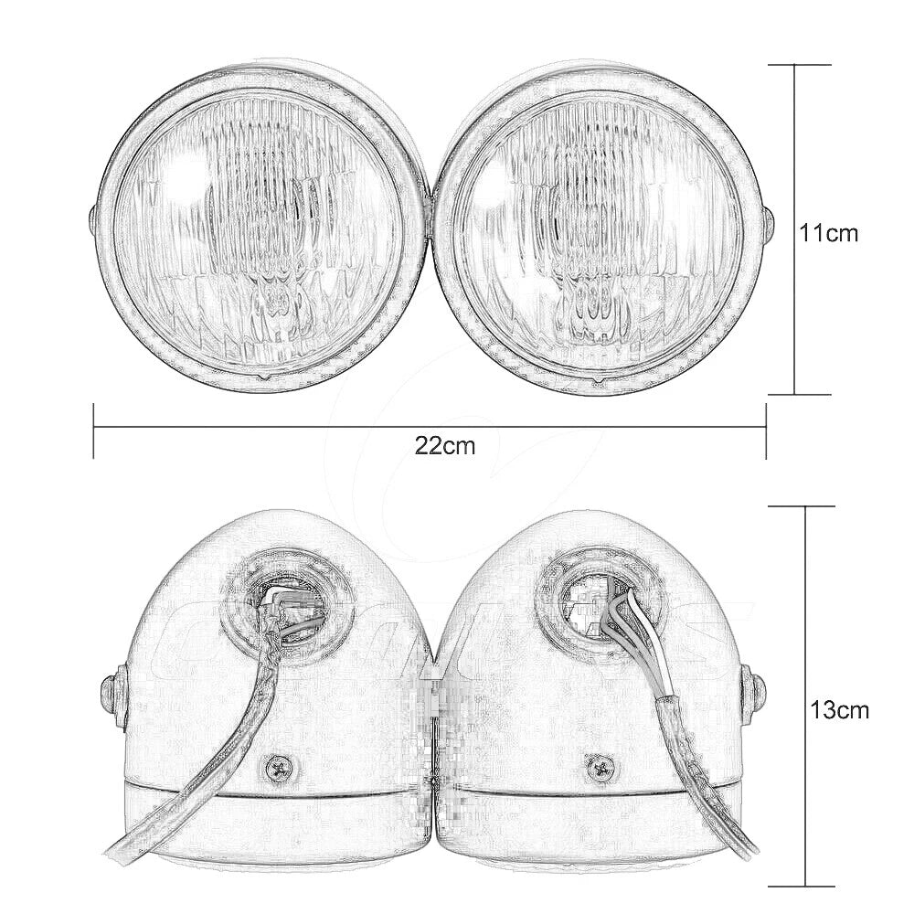 Motorcycle Twin Headlight Dual Light For Harley Street Cafe Racer Old School