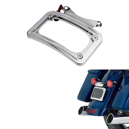 Curved Laydown License Plate Mount Frame Light Fit For Harley Street Road Glide
