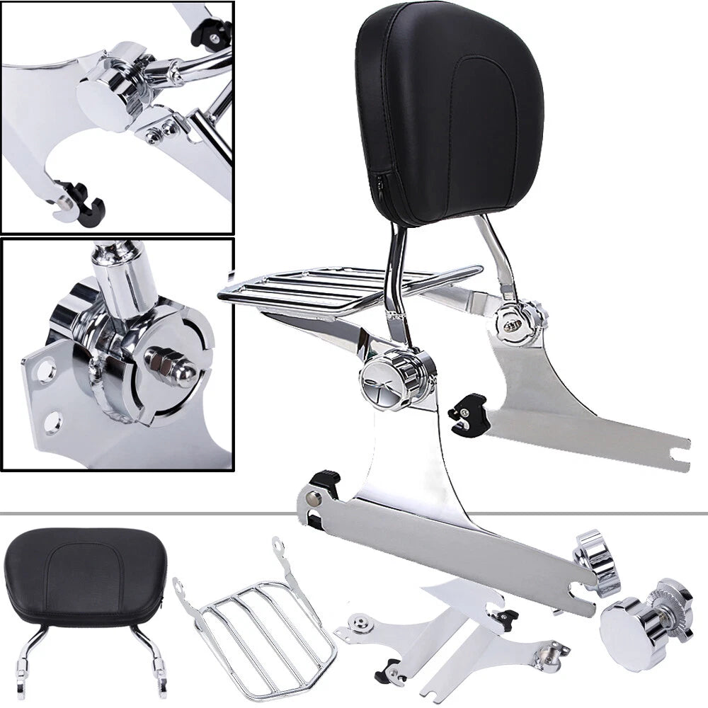 Detachable Backrest Sissy Bar Luggage Rack Pad For Harley FXD FXDC FXDL FXDX