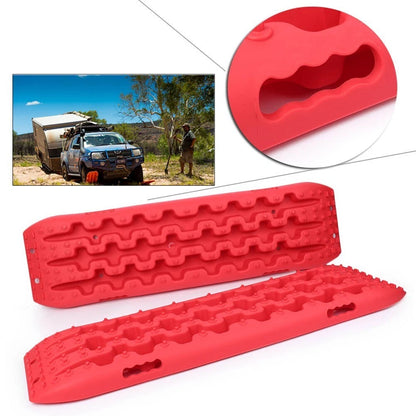 Red 2X Recovery Traction Sand Tracks Snow Mud Track Tire Ladder 4WD Off Road