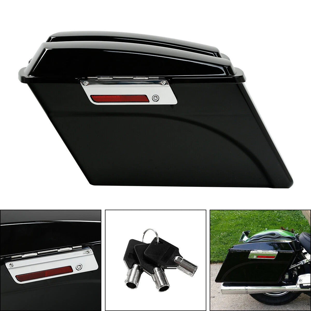 Hard Saddle Bags Bag W/ Chrome Conversion Brackets For HARLEY Heritage Softail