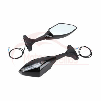 Motorcycle Led Intergrated Turn Signal Side Mirrors for Suzuki Ducati Sport Bike