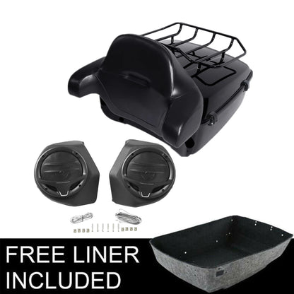 King Trunk Pad Rack Speakers For Harley Touring Electra Road Glide 2014-25 Black