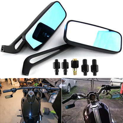 2x Rectangle Motorcycle Rearview Side Mirrors Universal For Harley Honda Yamaha