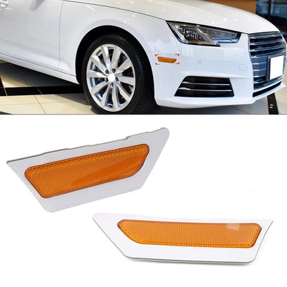 1 Pair Front Bumper Reflector Side Marker Light Yellow For Audi A4 B9 2017-2019