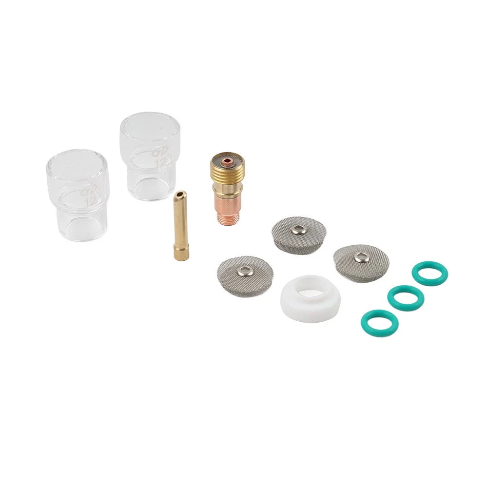 11pcs TIG Welding Torch Stubby Gas Lens #12 Pyrex Glass Cup Kit For WP-17/18/26