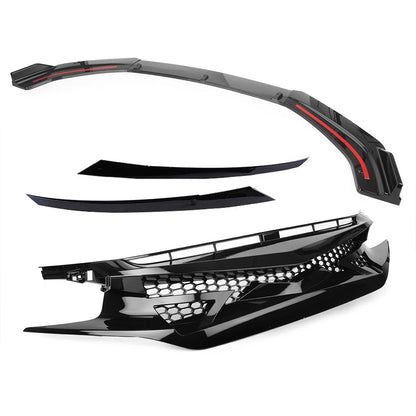 Style Grille Mesh Front Bumper Grille Fit Honda Civic 2016-2018