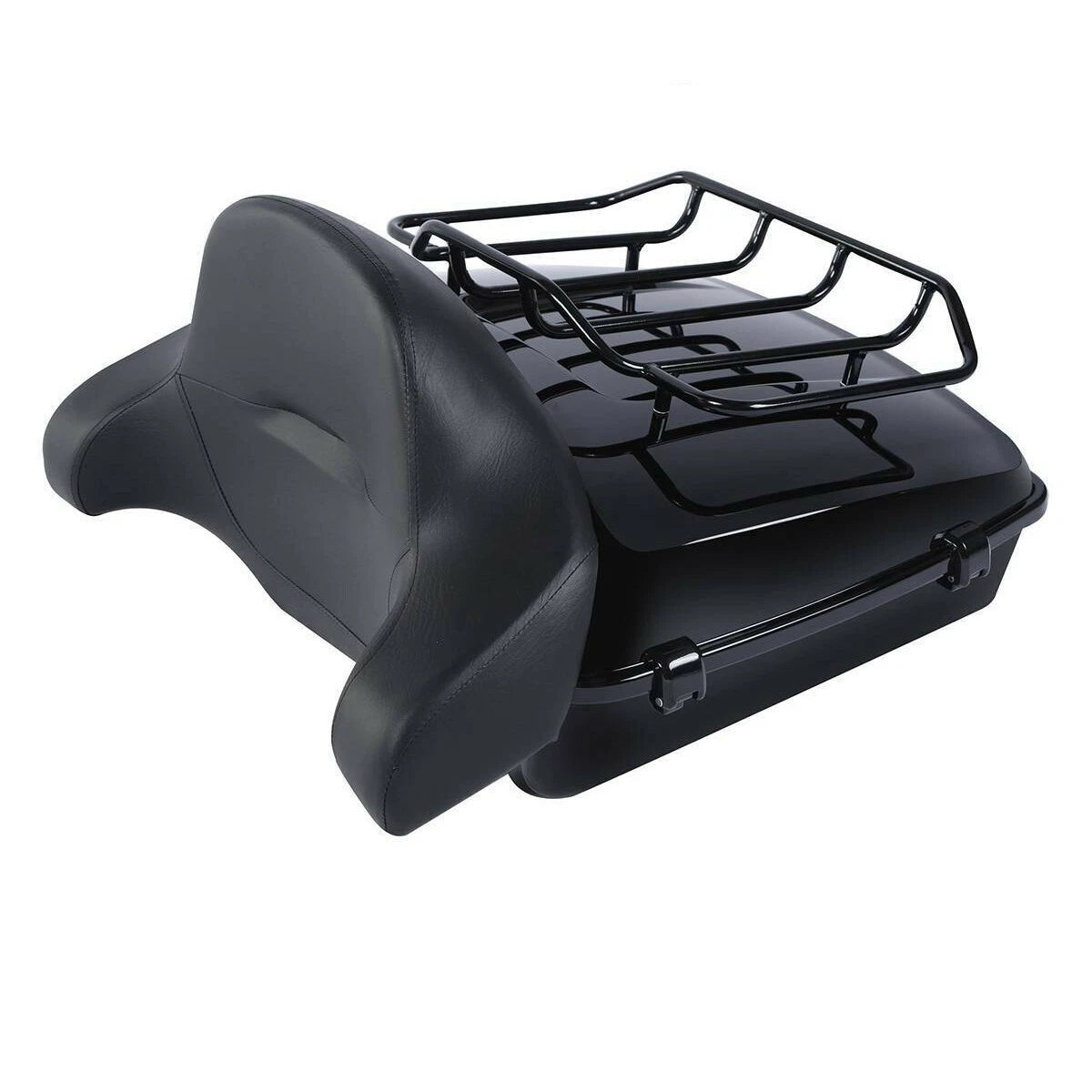 Black Chopped Trunk Pad Two Up Mount Rack Fit For Harley Touring 97-08