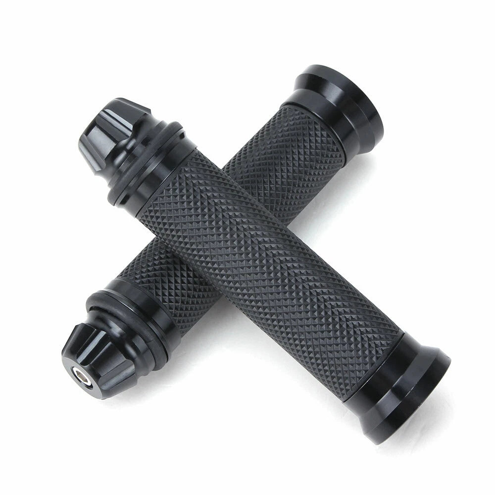 Black Motorcycle Hand Grips Rubber Gel 7/8" For Honda Suzuki Kawasaki Yamaha