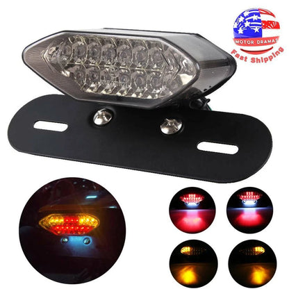 Motorcycle 16 LED Integrated Tail Lights License Plate Turn Signals Brake Light