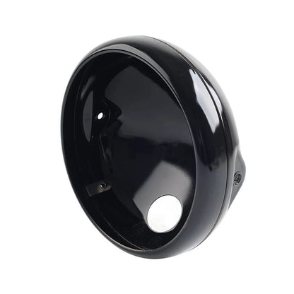 7" Motorcycle Round Headlight Headlamp Housing Cover Bucket Gloss Black Iron