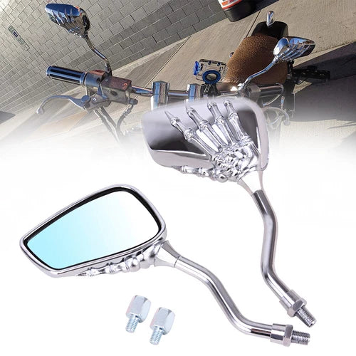 For Harley Honda Kawasaki Yamaha Universal Motorcycle Skull Hand Rearview Mirror