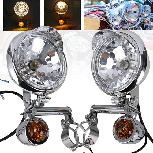 Motorcycle Passing Turn Signal Driving Fog Spot Light Bracket For Harley Touring