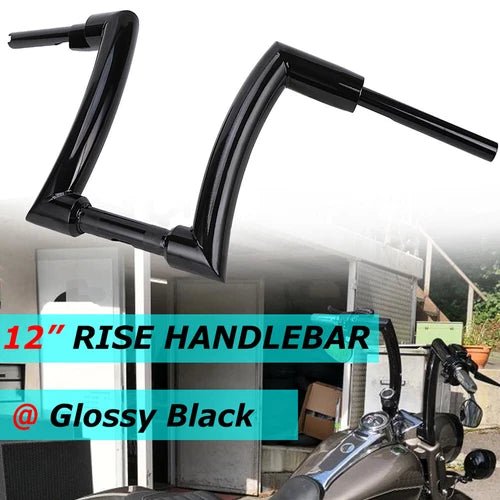 12" Rise 2" Ape Hanger Handlebar Black For Harley Softail Slim Sportster XL Dyna