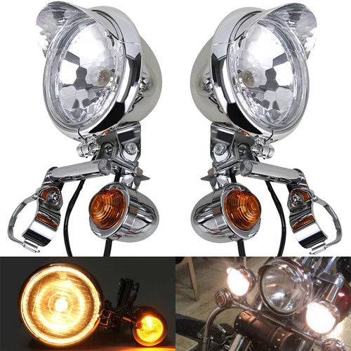 Motorcycle Passing Turn Signal Driving Fog Spot Light Bracket For Harley Touring