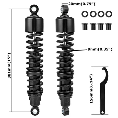 15" Adjustable Rear Shocks Absorber For Harley Road King FLHR Electra Glide FLHT