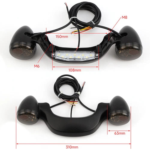 Bullet Rear Brake LED Light Bar Turn Signal For Harley Street Glide FLHX 10-23