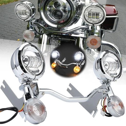 Passing Turn Signals Driving Fog Spot Light Bar For Harley Road King 1994-2013