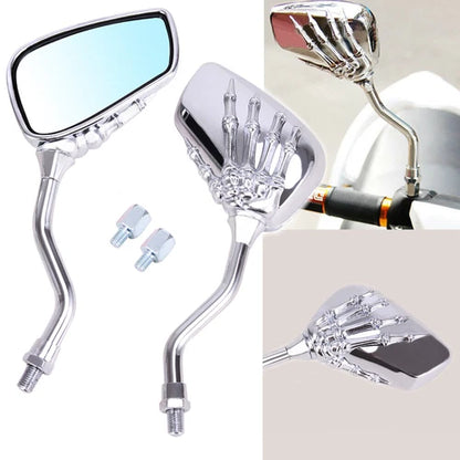 For Harley Honda Kawasaki Yamaha Universal Motorcycle Skull Hand Rearview Mirror