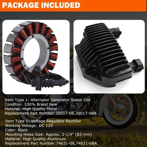 Stator & Regulator Rectifier for 2008-2016 Harley Dyna 3-PHASE 30017-08 74631-08