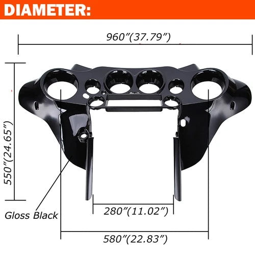 Vivid Black Inner Batwing Fairing For Harley Touring Street Electra Glide 96-13